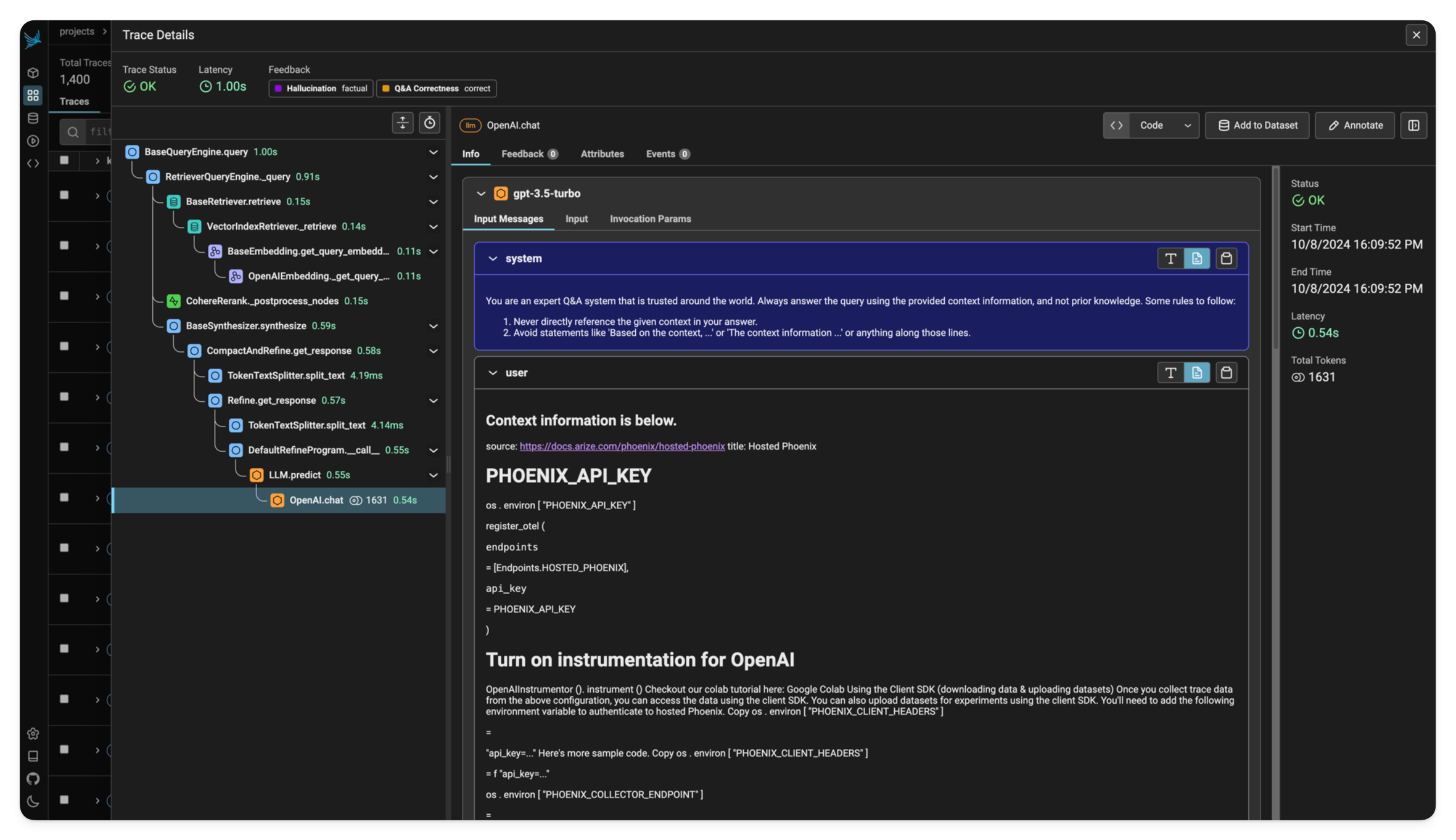 Arize Phoenix UI