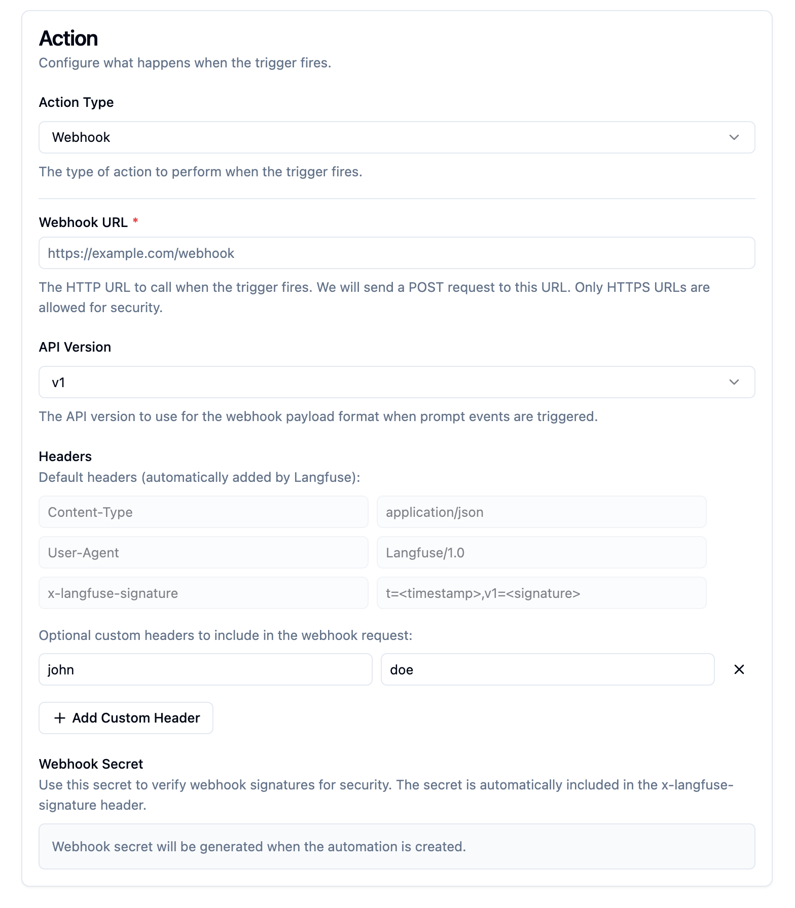 Configure request